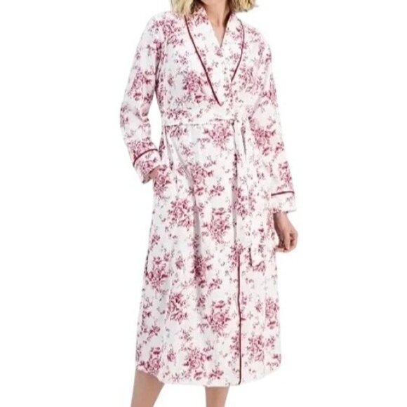 Charter Club Other - Charter Club Womens XL/XXL White Red Floral Toile Bathrobe NWT